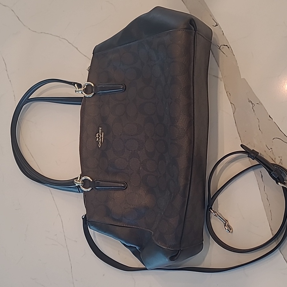 Coach Christie Carryall Dark Brown and Black Shoulder Bag